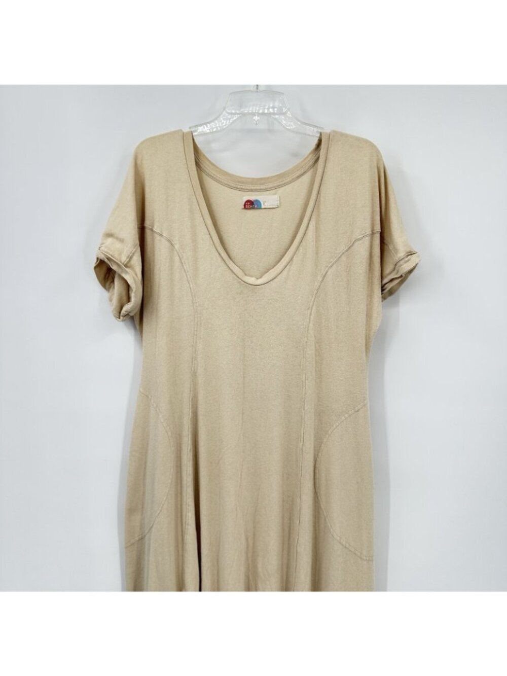 Free People Beach Meadow Tee Dress maxi cream LARGE boho retro chic summer vacay - Picture 4 of 13